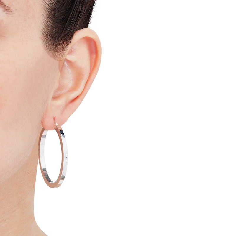 40.0mm Square-Tube Hoop Earrings in Hollow Sterling Silver