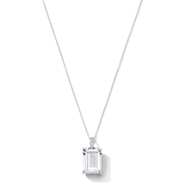 EFFY™ Collection Emerald-Cut White Topaz and White Sapphire Pendant in Sterling Silver