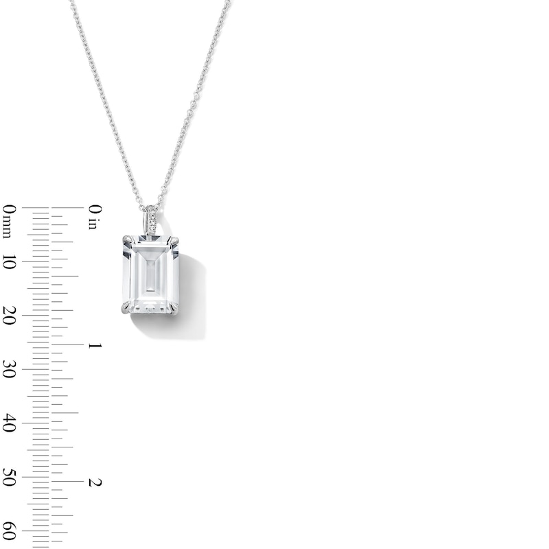 Main Image 3 of EFFY™ Collection Emerald-Cut White Topaz and White Sapphire Pendant in Sterling Silver