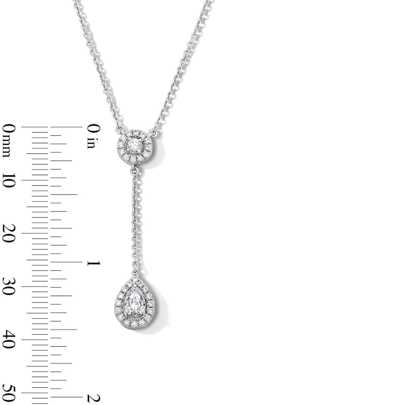 0.50 CT. T.W. Pear-Shaped Certified Lab-Grown Diamond "Y" Frame Necklace in Sterling Silver (F/SI2)