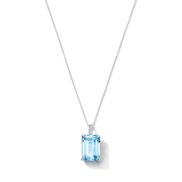 EFFY™ Collection Emerald-Cut Sky Blue Topaz and White Sapphire Pendant in Sterling Silver