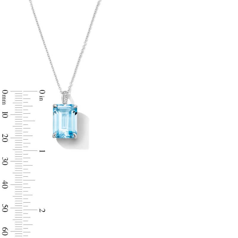 EFFY™ Collection Emerald-Cut Sky Blue Topaz and White Sapphire Pendant in Sterling Silver