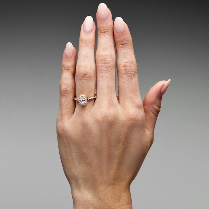 Vera Wang Love Collection 0.80 CT. T.W. Oval Diamond Frame Engagement Ring in 14K Gold