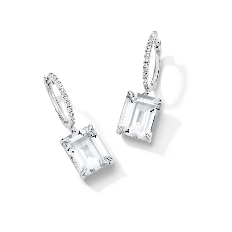 EFFY™ Collection Emerald-Cut White Topaz and White Sapphire Drop Earrings in Sterling Silver