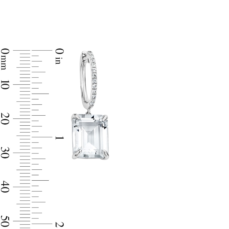 EFFY™ Collection Emerald-Cut White Topaz and White Sapphire Drop Earrings in Sterling Silver