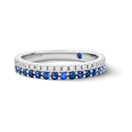 Vera Wang Love Collection 0.18 CT. T.W. Diamond and Sapphire Double-Row Anniversary Band in 14K White Gold (I/SI2)