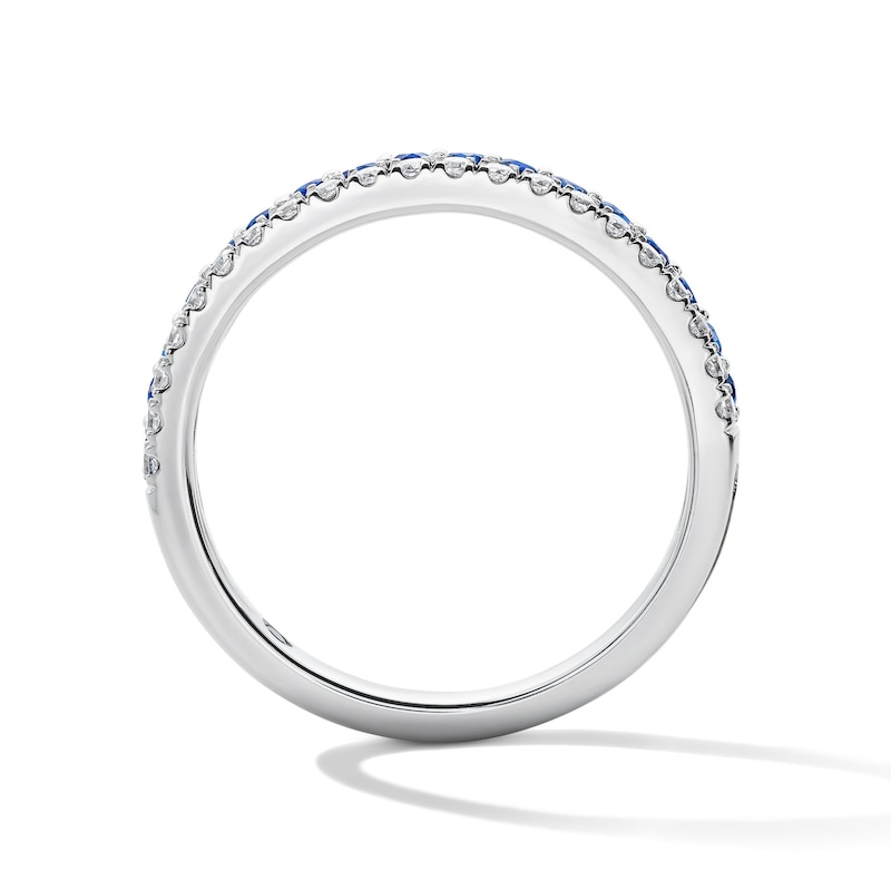 Main Image 3 of Vera Wang Love Collection 0.18 CT. T.W. Diamond and Sapphire Double-Row Anniversary Band in 14K White Gold (I/SI2)