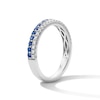 Thumbnail Image 5 of Vera Wang Love Collection 0.18 CT. T.W. Diamond and Sapphire Double-Row Anniversary Band in 14K White Gold (I/SI2)