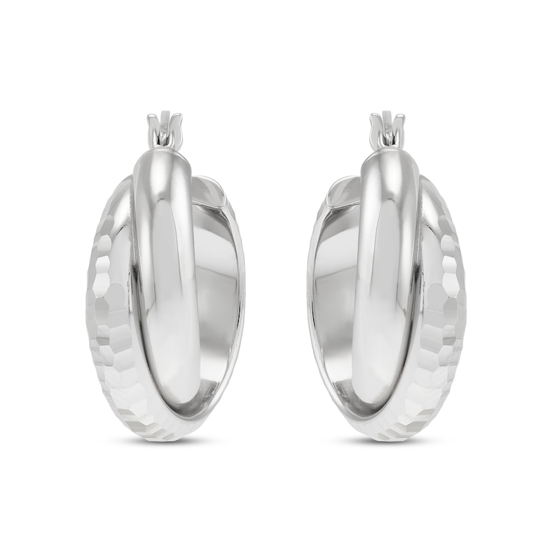 20.0mm Diamond-Cut Crossover Hoop Earrings in Hollow Sterling Silver