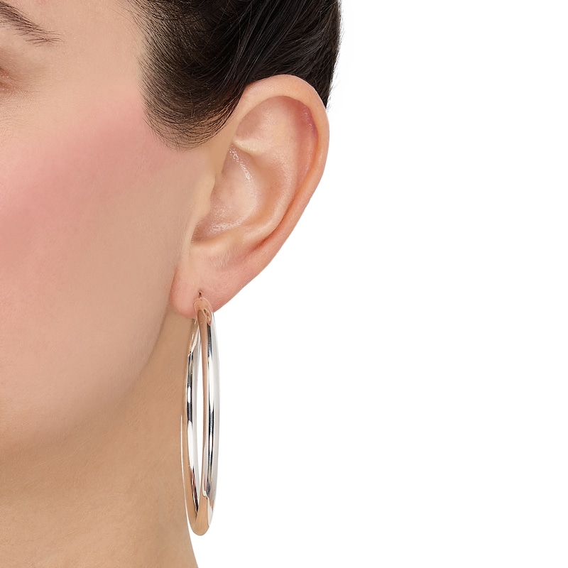 60.0mm Tube Hoop Earrings in Hollow Sterling Silver