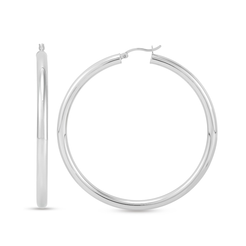 60.0mm Tube Hoop Earrings in Hollow Sterling Silver