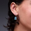 Thumbnail Image 2 of EFFY™ Collection Emerald-Cut Sky Blue Topaz and White Sapphire Hoop Drop Earrings in Sterling Silver
