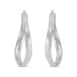 50.0mm Diamond-Cut Hoop Earrings in Sterling Silver