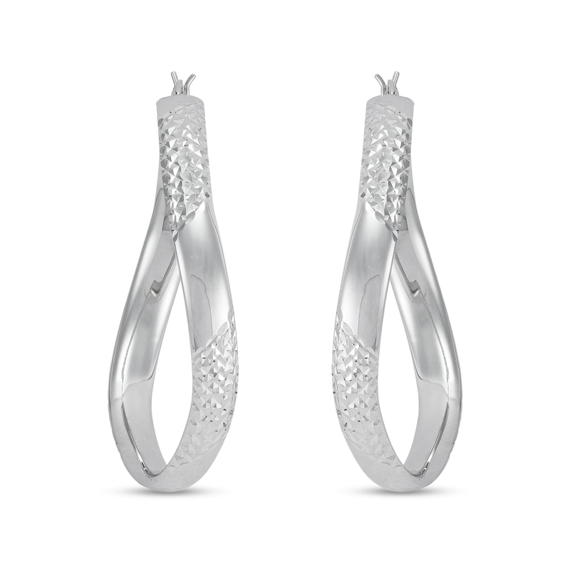 50.0mm Diamond-Cut Hoop Earrings in Sterling Silver