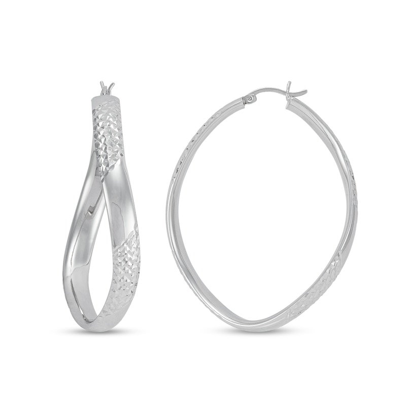 50.0mm Diamond-Cut Hoop Earrings in Sterling Silver