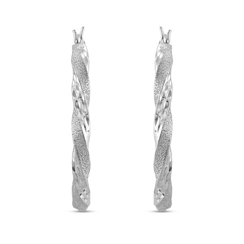 30.0mm Diamond-Cut Hoop Earrings in Hollow Sterling Silver