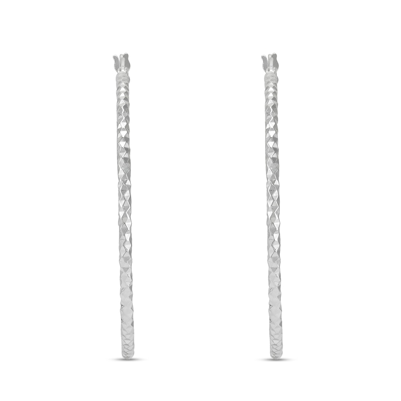 44.0mm Diamond-Cut Square-Tube Hoop Earrings in Hollow Sterling Silver