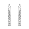 Thumbnail Image 1 of 19.5mm Diamond-Cut Oval Square-Tube Hoop Earrings in Hollow Sterling Silver