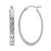 Thumbnail Image 2 of 19.5mm Diamond-Cut Oval Square-Tube Hoop Earrings in Hollow Sterling Silver