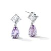 Thumbnail Image 1 of EFFY™ Collection Cushion-Cut White Topaz and Pear-Shaped Light Amethyst Drop Earrings in Sterling Silver