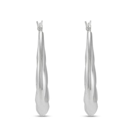 35.0mm Tapered Twist Pattern Hoop Earrings in Hollow Sterling Silver