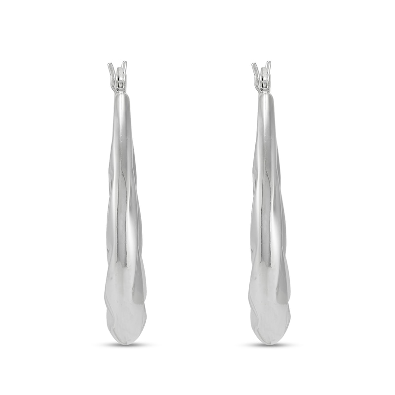 35.0mm Tapered Twist Pattern Hoop Earrings in Hollow Sterling Silver