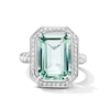 Thumbnail Image 1 of EFFY™ Collection Emerald-Cut Green Quartz and 0.23 CT. T.W. Diamond Frame Cocktail Ring in Sterling Silver