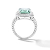 Thumbnail Image 2 of EFFY™ Collection Emerald-Cut Green Quartz and 0.23 CT. T.W. Diamond Frame Cocktail Ring in Sterling Silver