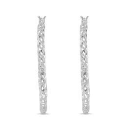 35.0mm Diamond-Cut Woven Hoop Earrings in Hollow Sterling Silver