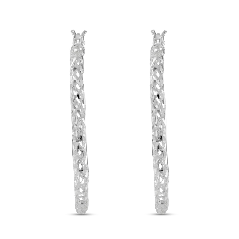 35.0mm Diamond-Cut Woven Hoop Earrings in Hollow Sterling Silver