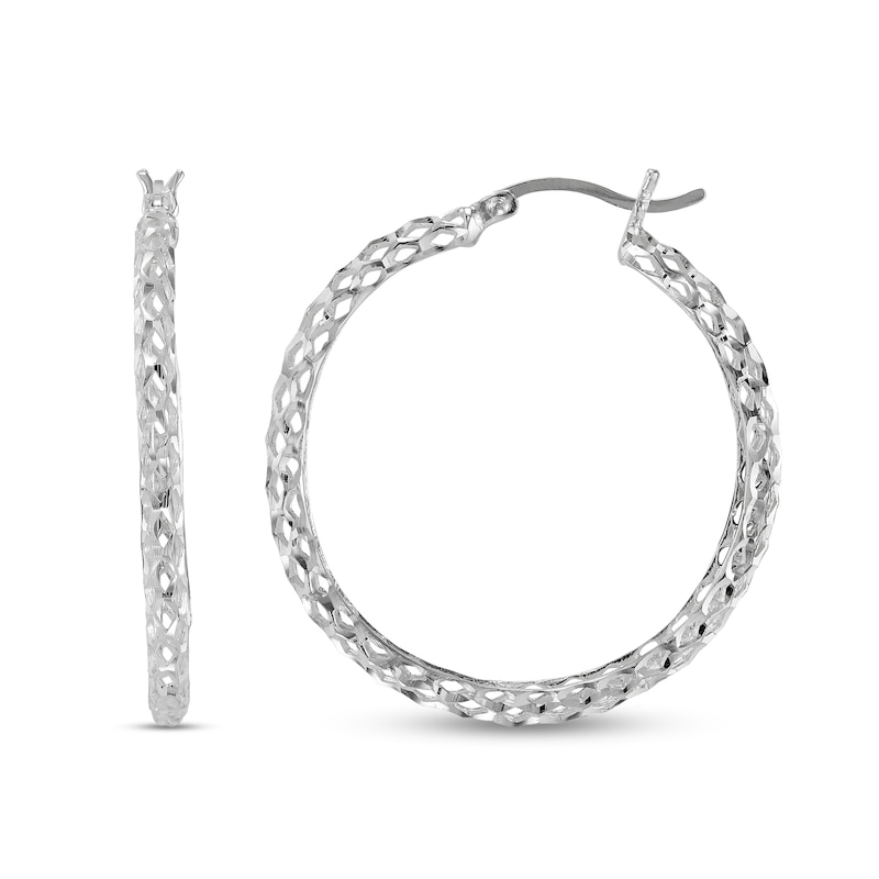 35.0mm Diamond-Cut Woven Hoop Earrings in Hollow Sterling Silver