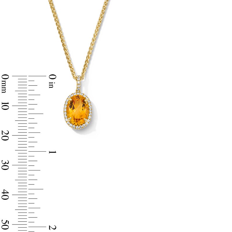 EFFY™ Collection Oval Citrine and White Zircon Pendant in Sterling Silver with 14K Gold Plate