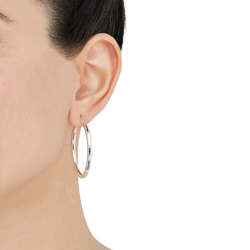 40.0mm Tube Hoop Earrings in Hollow Sterling Silver