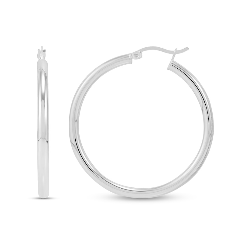 40.0mm Tube Hoop Earrings in Hollow Sterling Silver