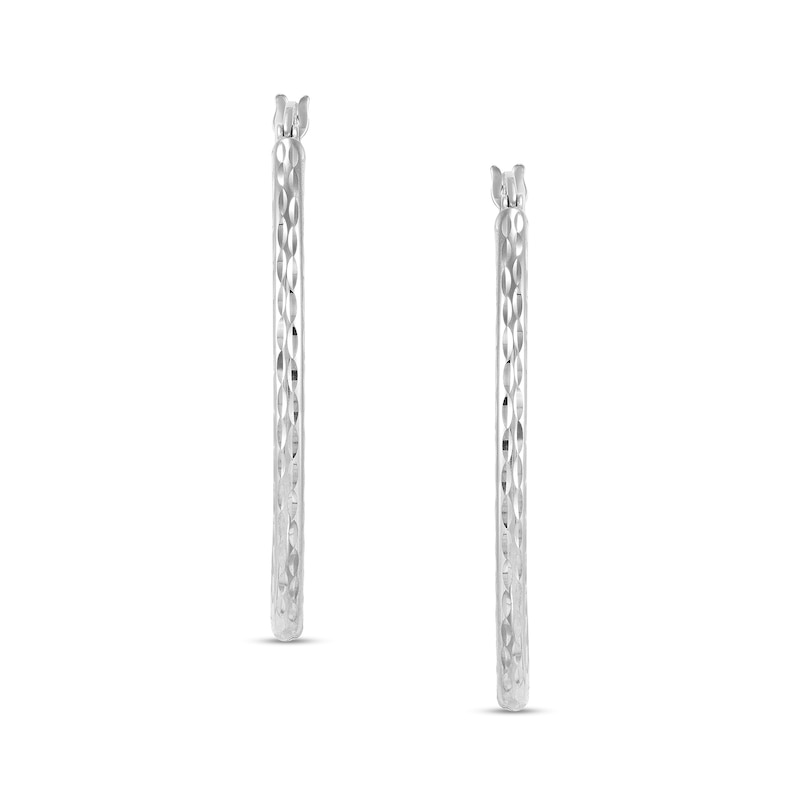 36.0mm Diamond-Cut Oval Hoop Earrings in Hollow Sterling Silver