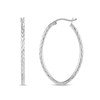 Thumbnail Image 3 of 36.0mm Diamond-Cut Oval Hoop Earrings in Hollow Sterling Silver