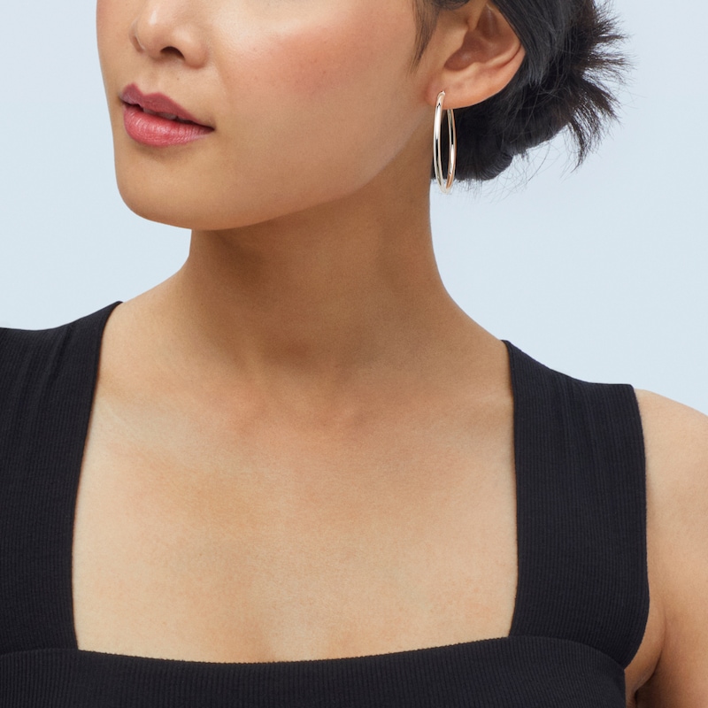 50.0mm Tube Hoop Earrings in Hollow Sterling Silver