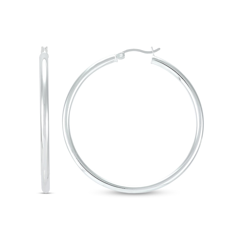 50.0mm Tube Hoop Earrings in Hollow Sterling Silver