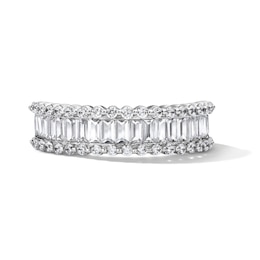 1.00 CT. T.W. Baguette-Cut and Round Certified Lab-Grown Diamond Anniversary Ring in 14K White Gold (F/VS2)