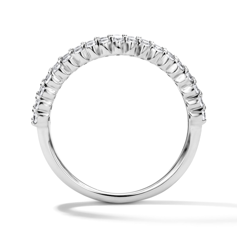1.00 CT. T.W. Baguette-Cut and Round Certified Lab-Grown Diamond Anniversary Ring in 14K White Gold (F/VS2)