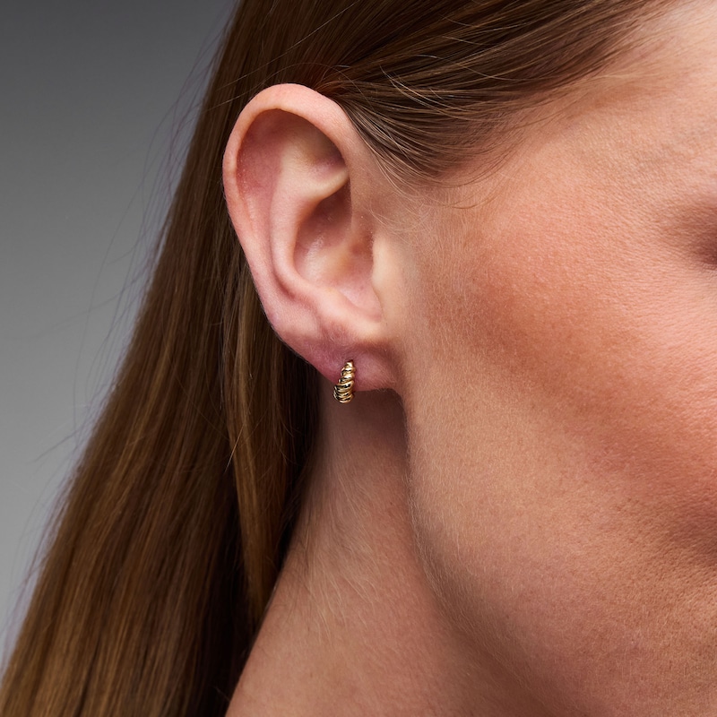 Main Image 2 of Tapered Croissant Huggie Hoop Earrings in Solid 10K Gold