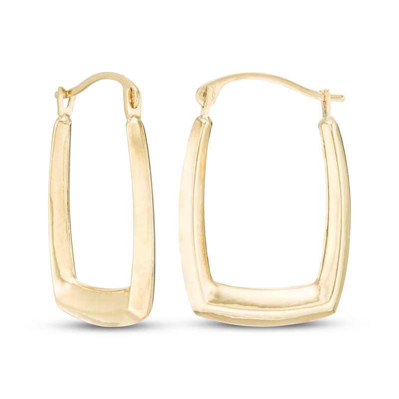 21.12mm Rectangle Hoop Earrings in Solid 10K Gold