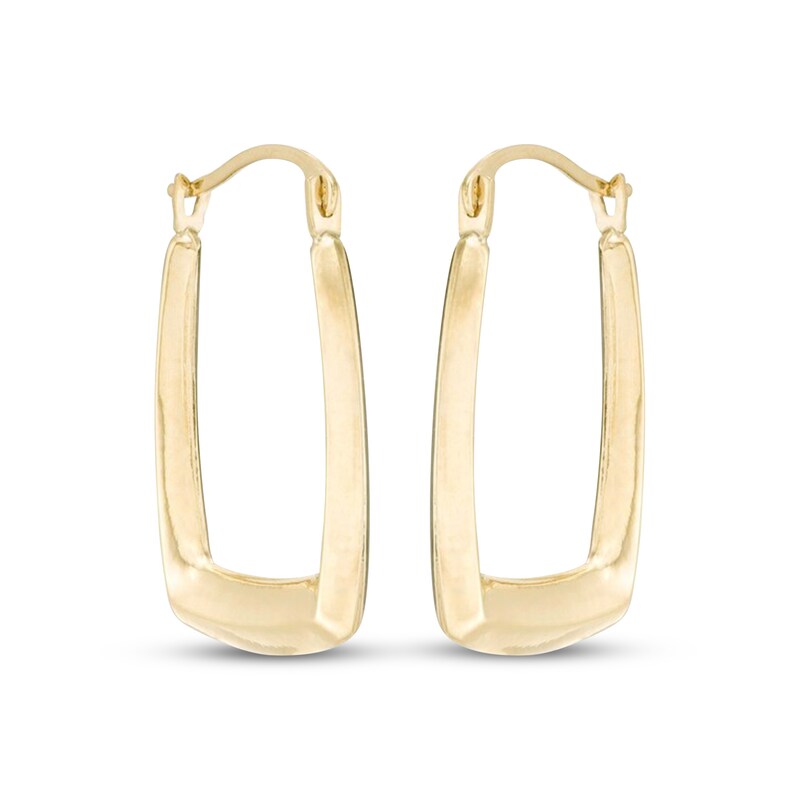 21.12mm Rectangle Hoop Earrings in Solid 10K Gold