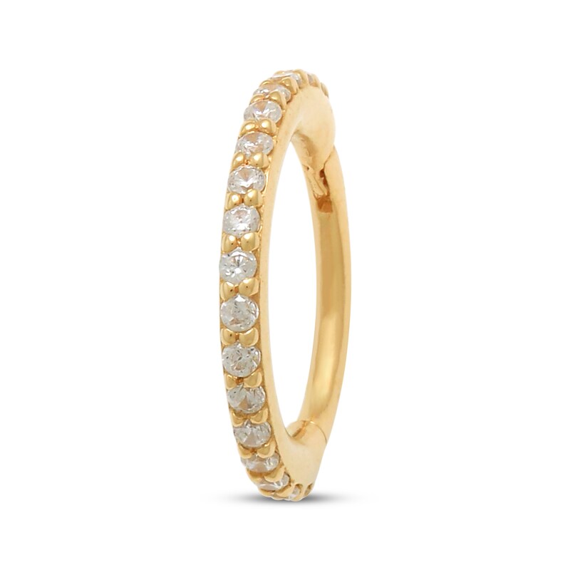 Cubic Zirconia Single Clicker Hoop in Solid 14K Gold