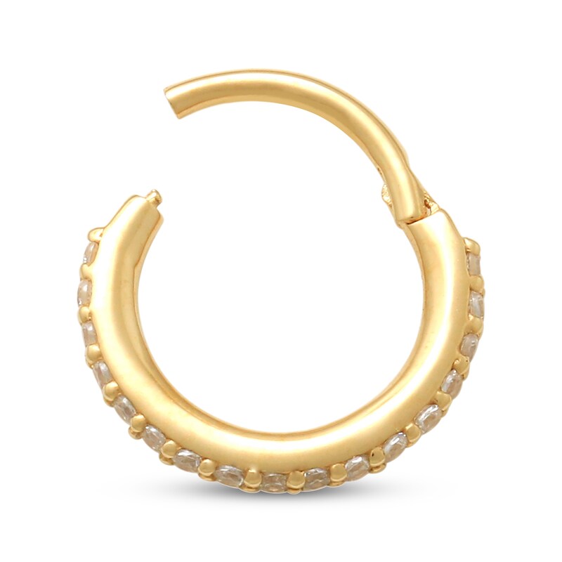 Cubic Zirconia Single Clicker Hoop in Solid 14K Gold