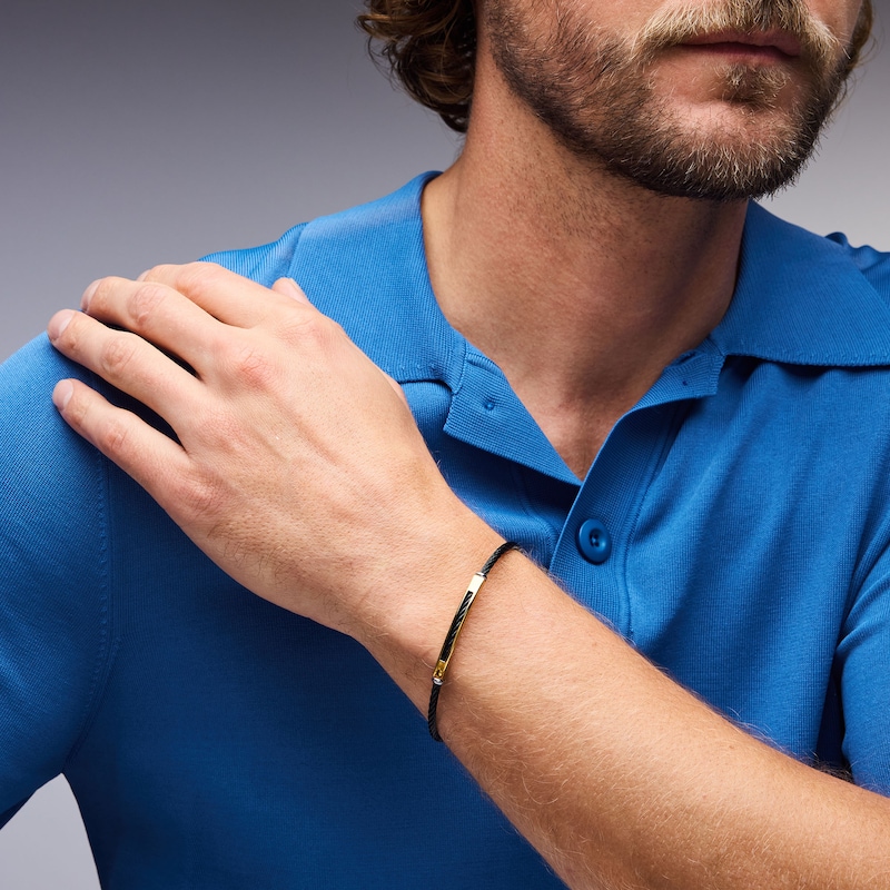 Main Image 2 of Bar Bracelet in Stainless Steel with Black and Yellow Ion Plate - 8.5"