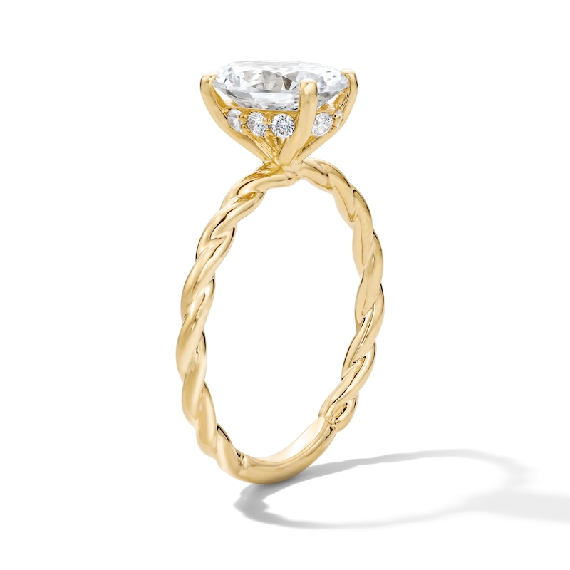 1.60 CT. T.W. Oval Certified Lab-Grown Diamond Hidden Halo Engagement Ring in 14K Gold (F/VS2)