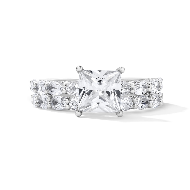 Emmy London 4.00 CT. T.W. Princess-Cut Certified Lab-Grown Diamond Bridal Set in 18K White Gold