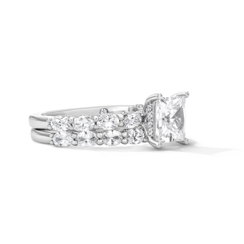Emmy London 4.00 CT. T.W. Princess-Cut Certified Lab-Grown Diamond Bridal Set in 18K White Gold