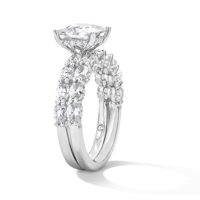 Emmy London 4.00 CT. T.W. Princess-Cut Certified Lab-Grown Diamond Bridal Set in 18K White Gold